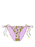 Tory Burch floral-print string bikini bottoms - Purple