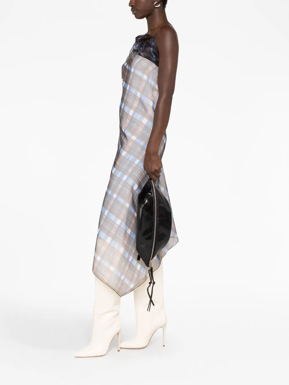 Jil Sander medium logo-debossed leather crossbody bag - Zwart