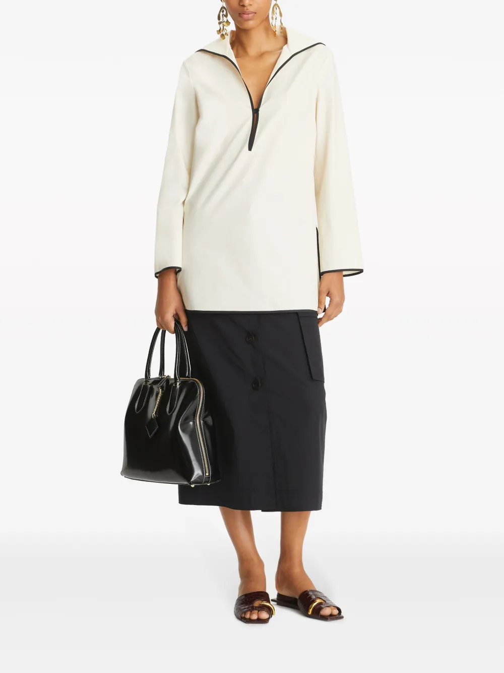 Affordable Tory Burch contrast-stitch poplin tunic Women