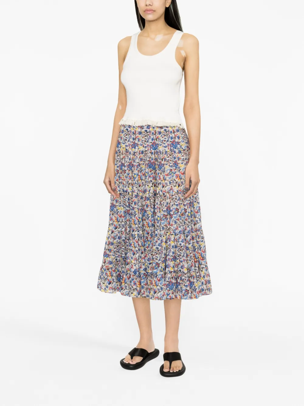 MARANT ÉTOILE Elfa floral-print organic-cotton midi skirt - Wit