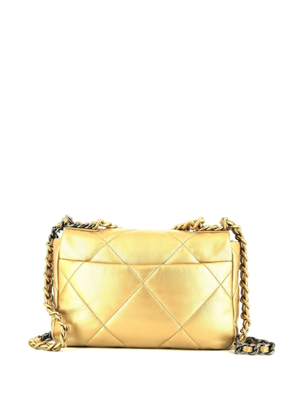 Pre-owned Chanel Classic Flap 19 填充单肩包（2021年典藏款） In Gold