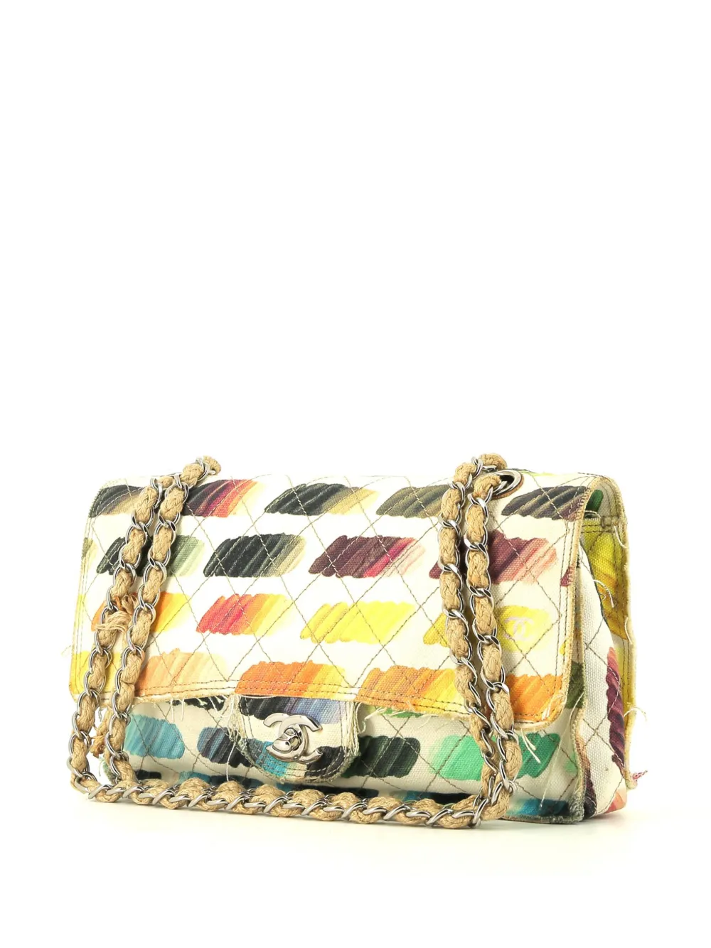 Pre-owned Chanel Timeless Watercolour-print Shoulder Bag In White