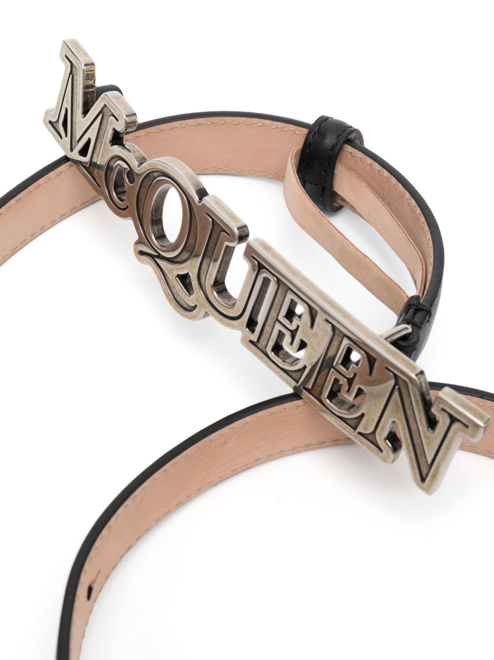 Alexander McQueen logo-plaque leather belt - Zwart