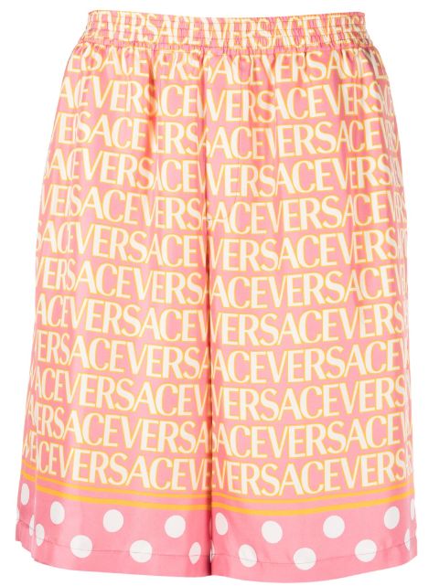 Versace - Versace Allover logo-print silk shorts