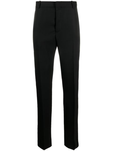 satin-trimmed tailored trousers