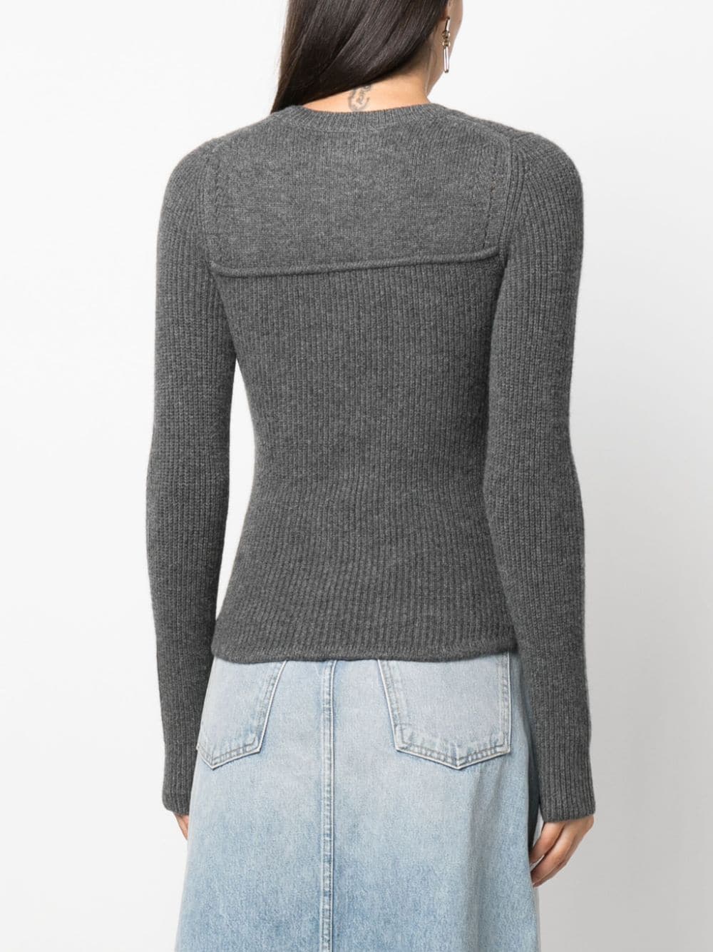 Shop Isabel Marant Crew-neck Ribbed Jumper In Grey