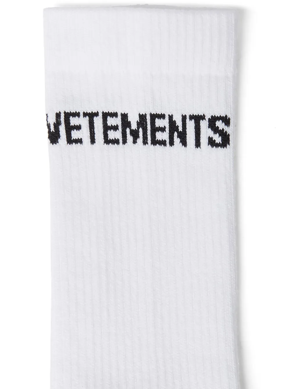 Vetements Intarsi Knit-logo Socks In White