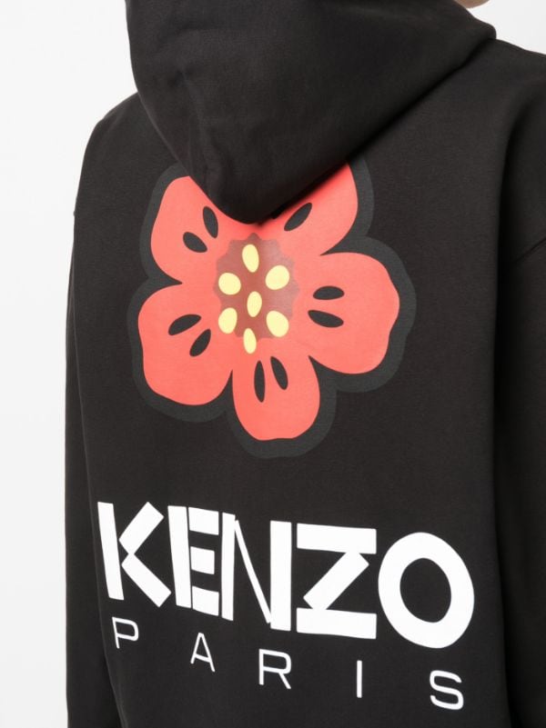 Kenzo logo print long sleeve Hoodie Farfetch