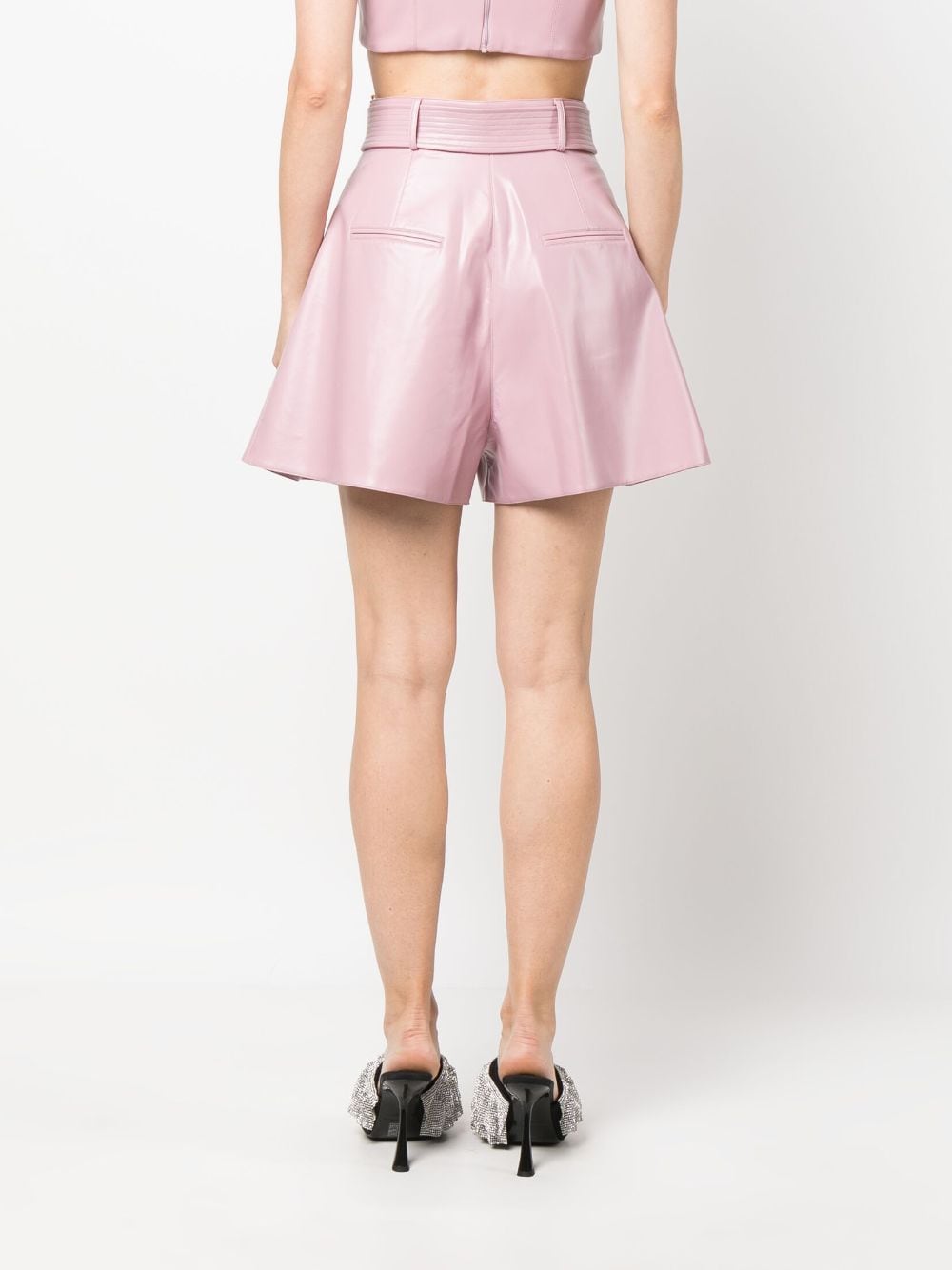 Shop Alex Perry High-waisted Belted Shorts In Pink