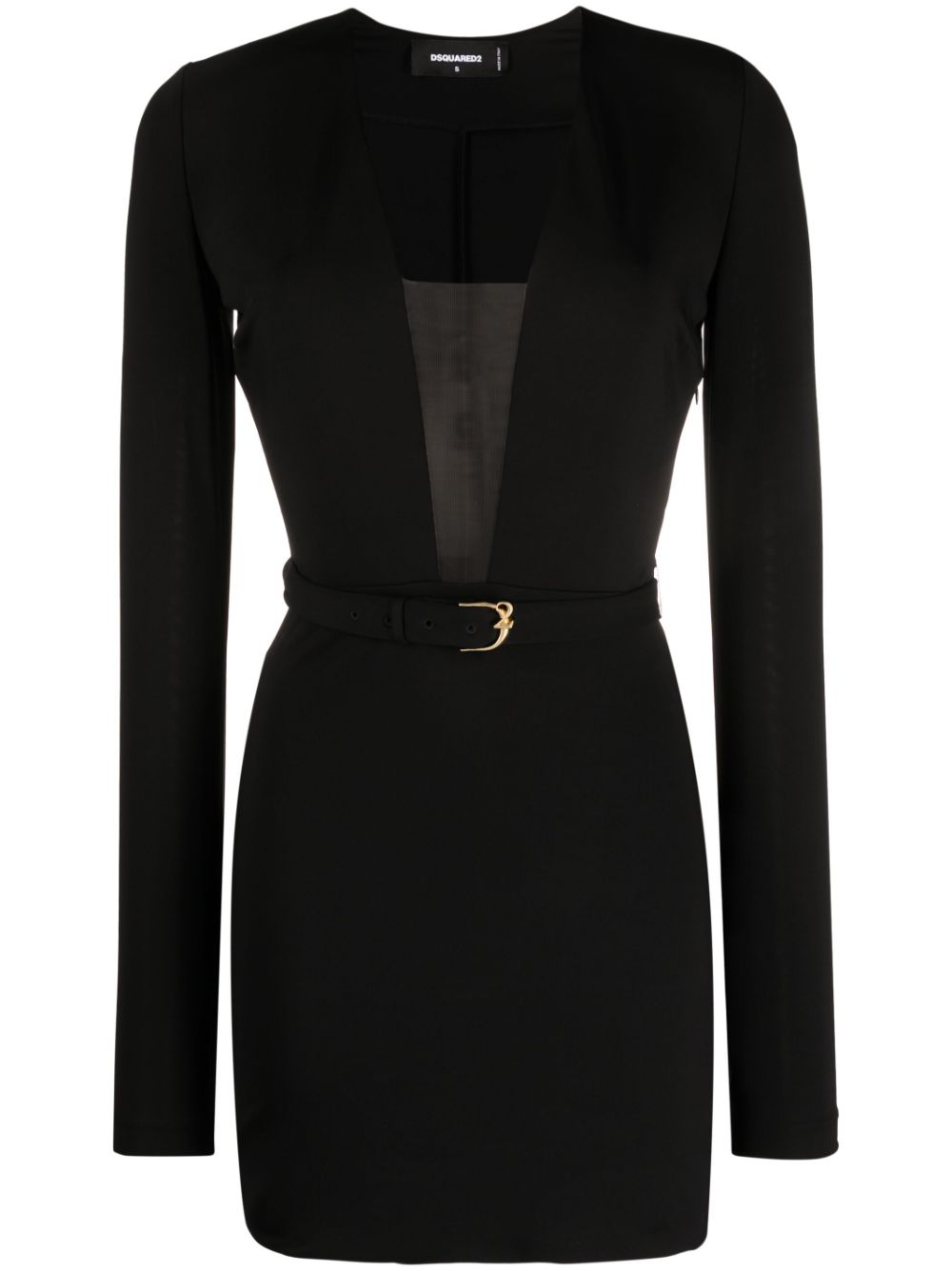 DSQUARED2 plunging-neckline belted minidress – Black