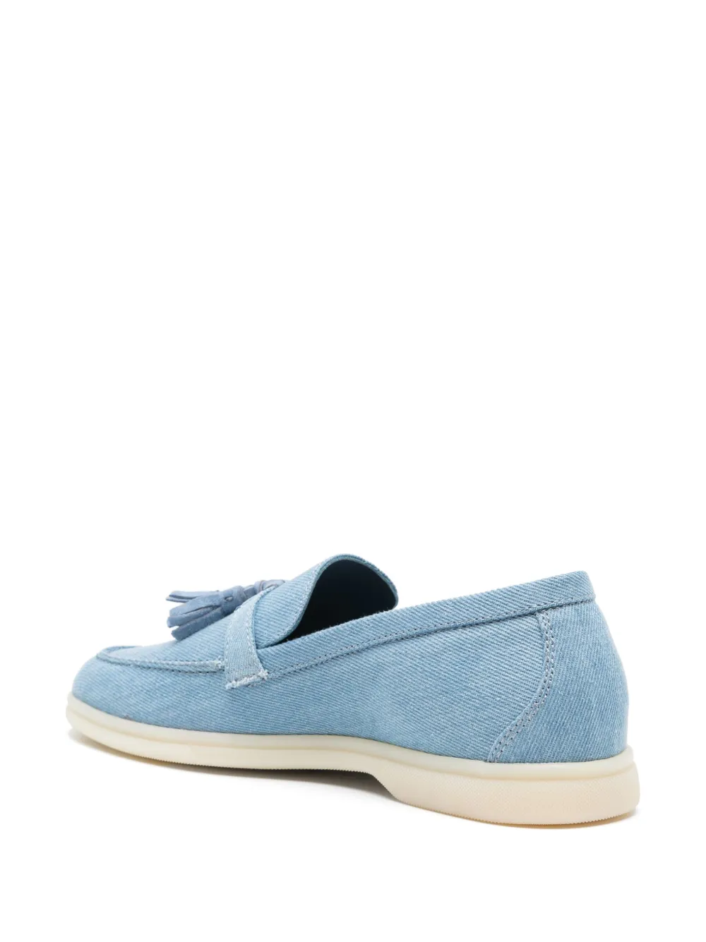 Shop Scarosso Leandra Tassel Denim Loafers In Blue