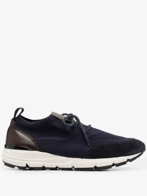 Scarosso knitted-upper suede sneakers