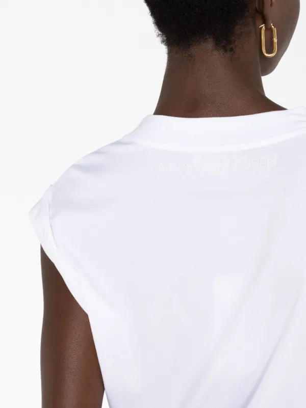 Alexander McQueen Asymmetric Cotton T-shirt | White | FARFETCH