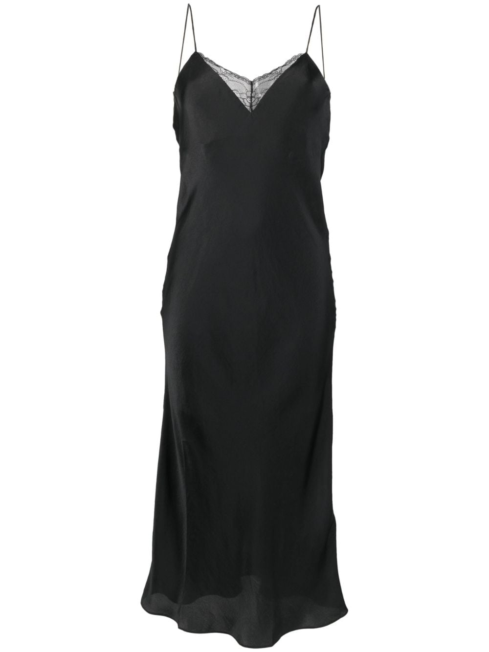 Ba&Sh chantilly-lace detail satin-finish dress - Black