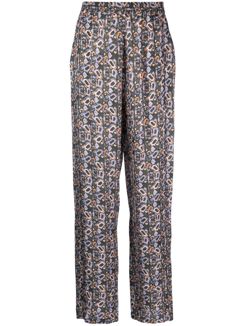 Shop Isabel Marant Piera Abstract-print Trousers In Blue