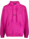 LES HOMMES logo-plaque cotton hoodie - Pink
