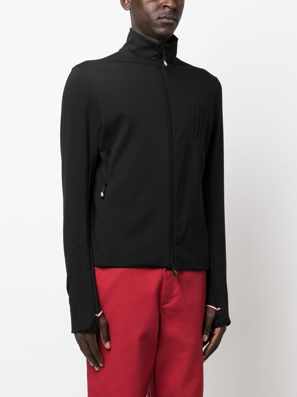 Shop Moncler Zip-up High-neck Cardigan In Black