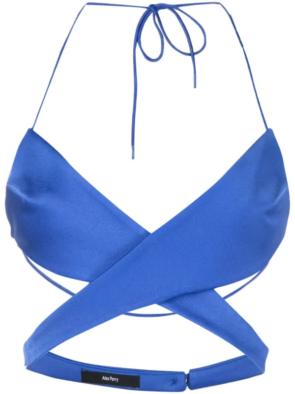 Alex Perry Hudson Cut-out Wraparound Top in Blue