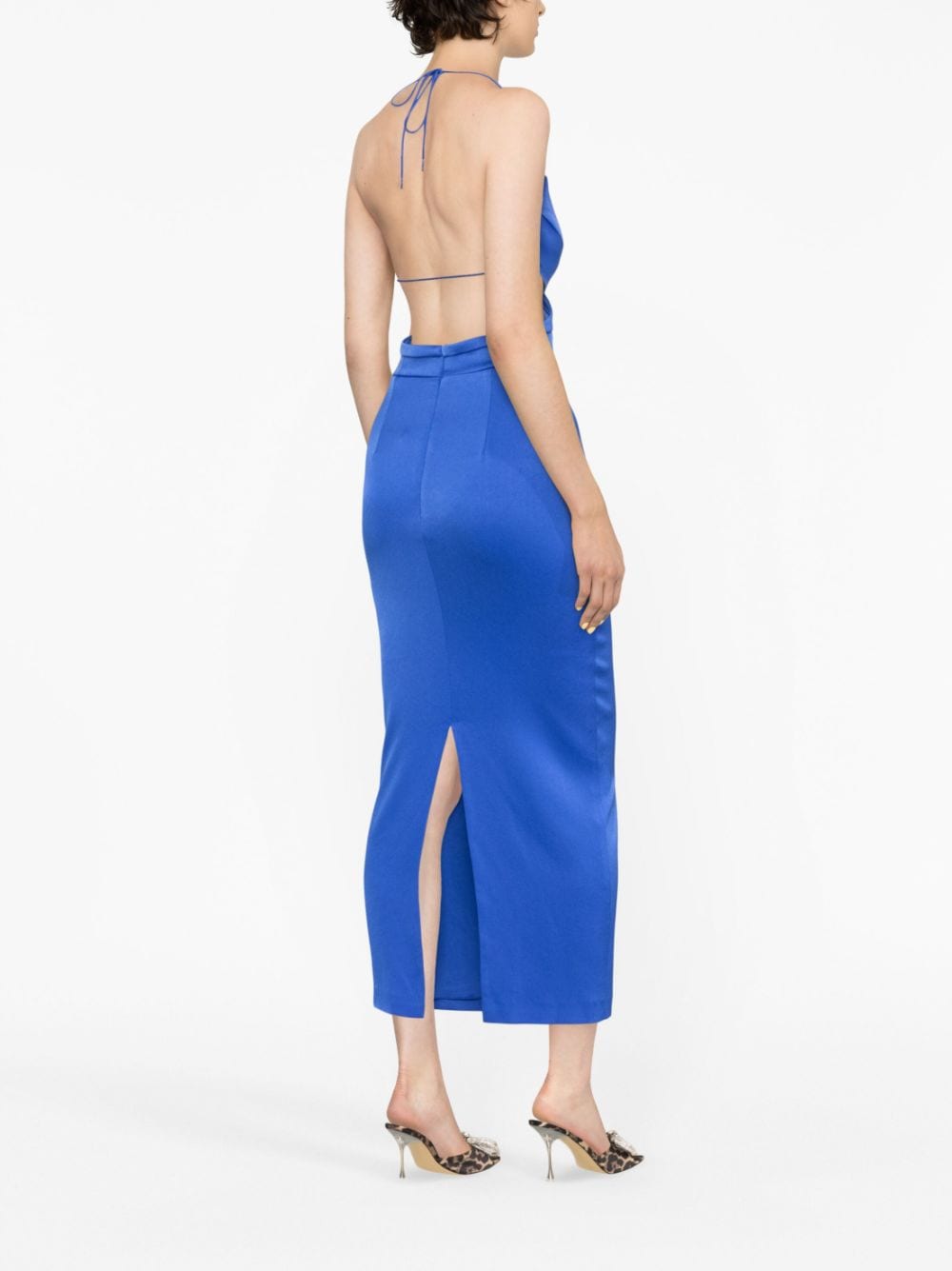Shop Alex Perry Mason Satin Cut-out Midi Dress In Blau