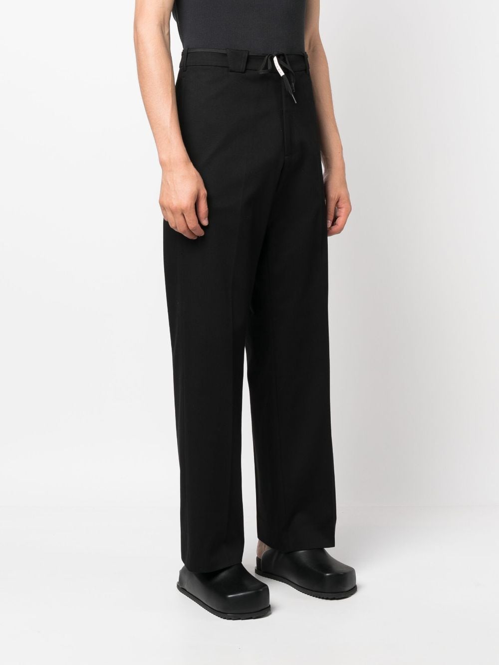 Shop Marni Straight-leg Drawstring Trousers In Black