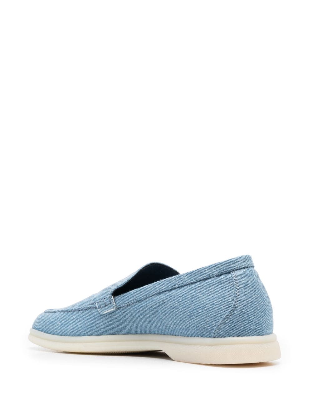 Shop Scarosso Almond-toe Denim Loafers In Blue