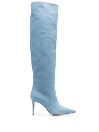 Light blue thigh high boots best sale