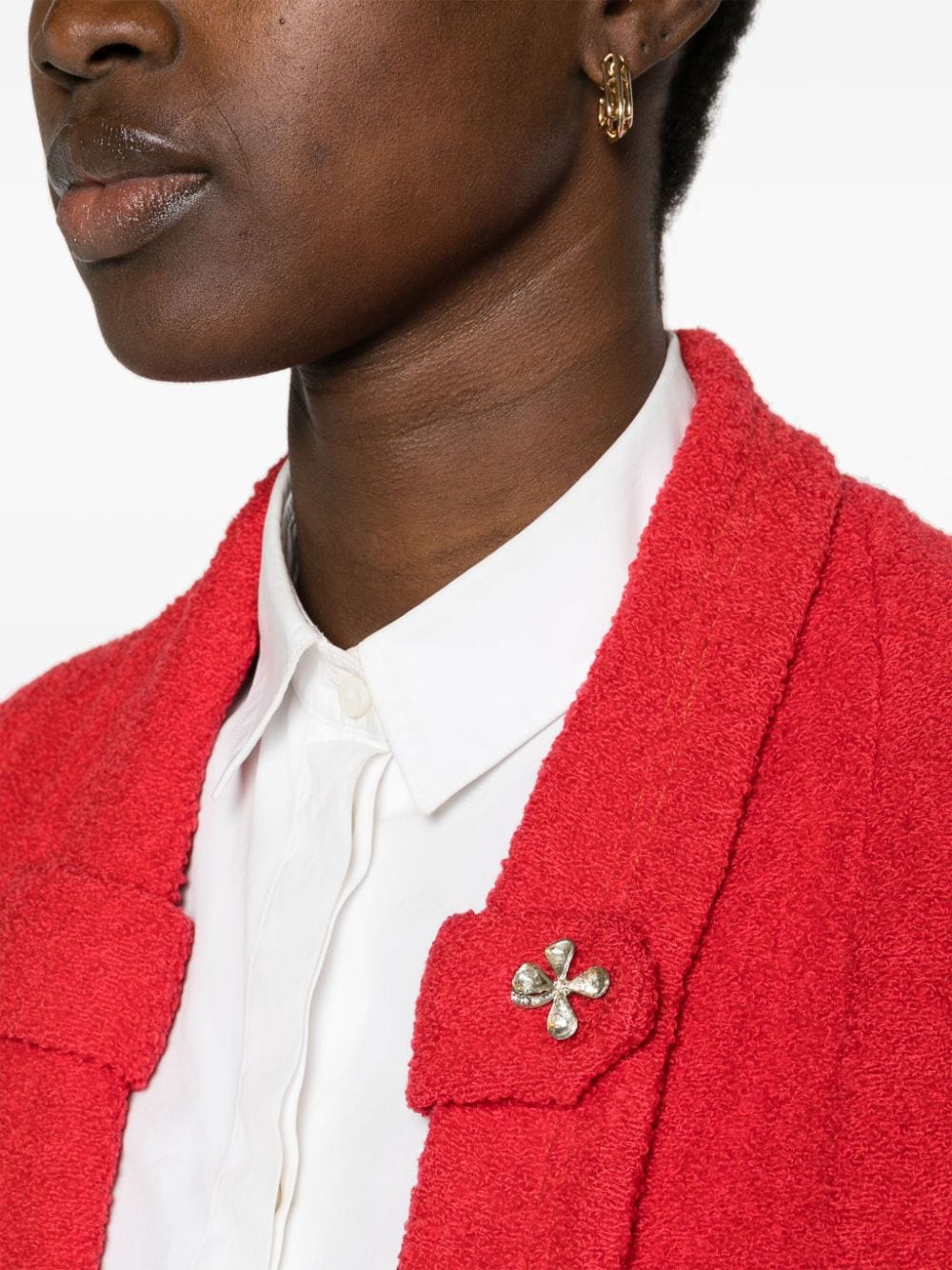 Pre-owned A.n.g.e.l.o. Vintage Cult 胸针细节仿羔皮呢夹克（1950年代典藏款） In Red