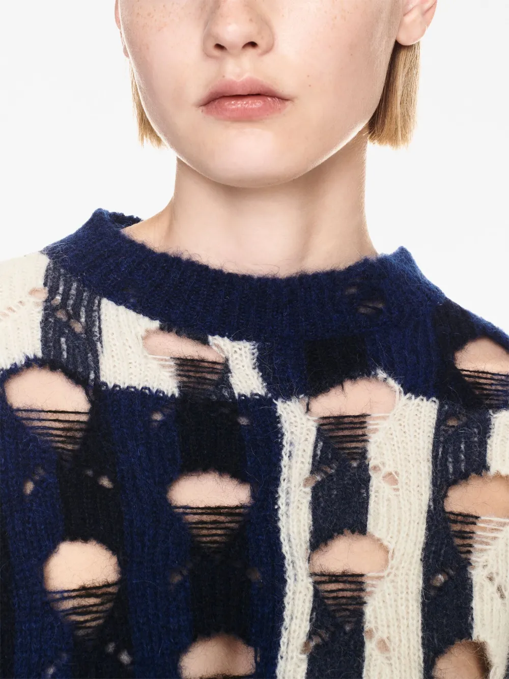 Off-white Multicolored Shibori Knit Sweater In Blue
