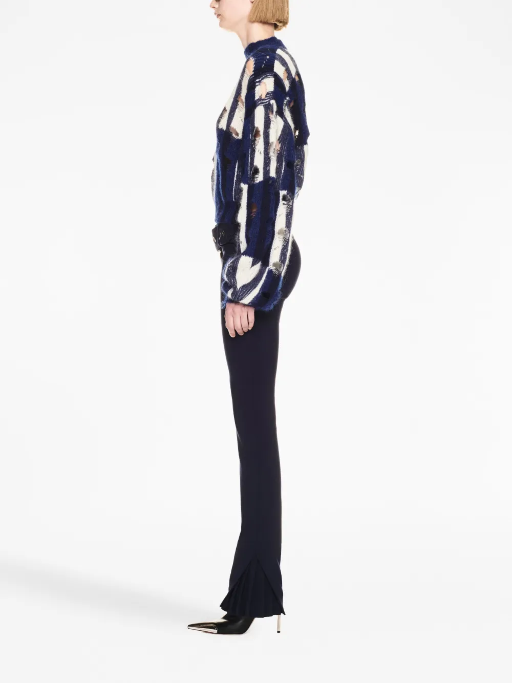 Off-white Multicolored Shibori Knit Sweater In Blue