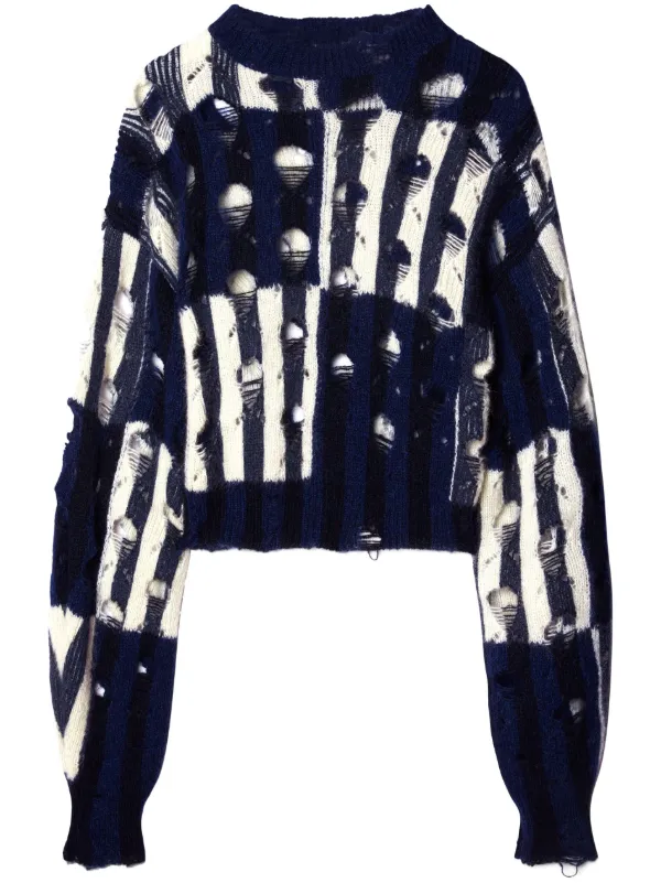 Off White Shibori Distressed Knitted Jumper Farfetch