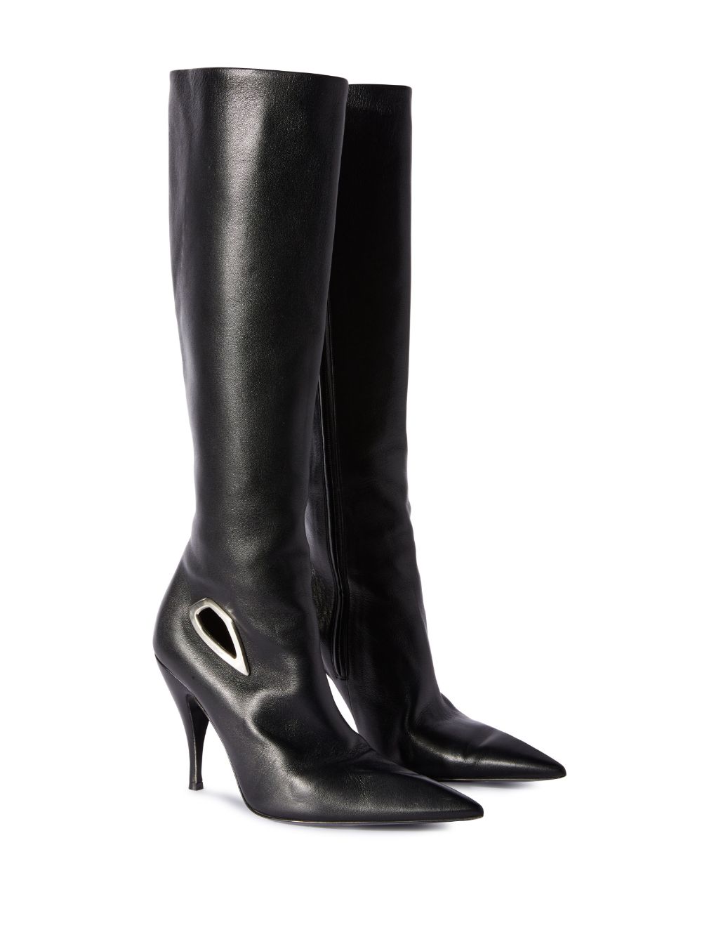 Off-White Crescent knee-high leather boots - Black