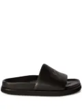 Off-White logo-debossed leather slides - Black