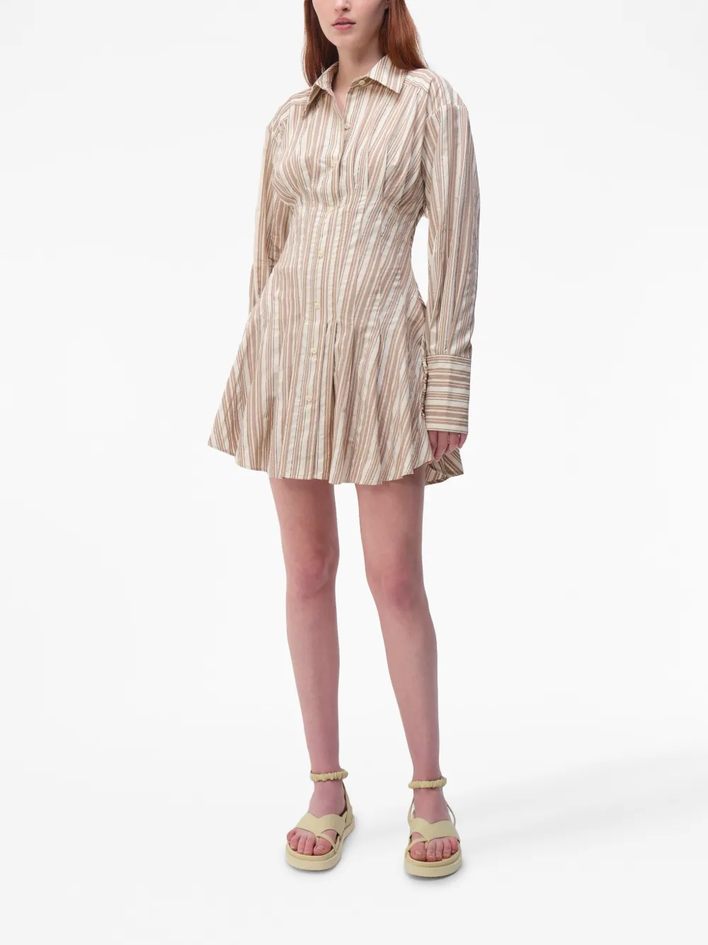 Simkhai Felicity gestreepte mini-blousejurk - Beige