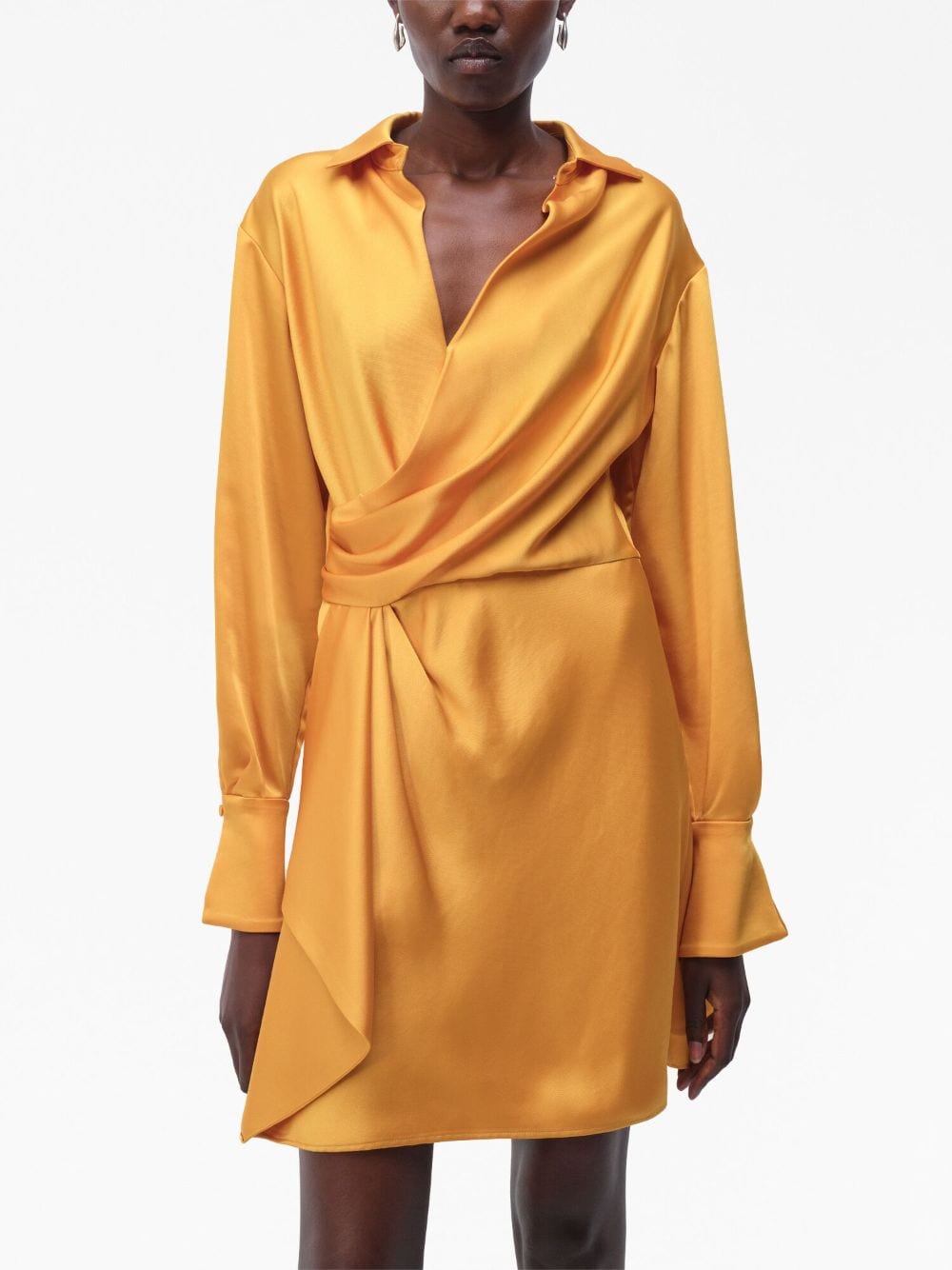 Shop Simkhai Talit Long-sleeve Minidress In Gold