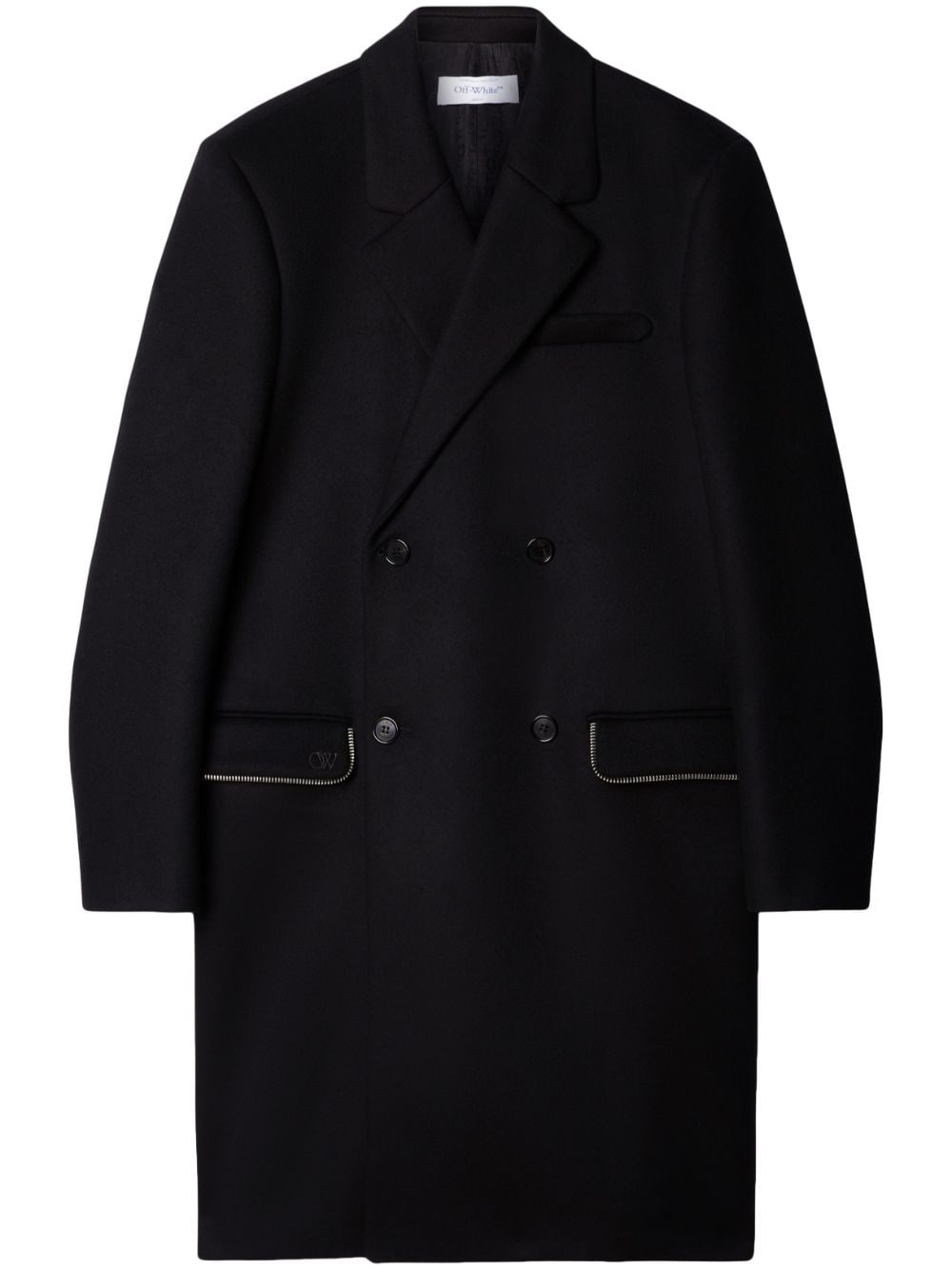 OFF-WHITE ZIP-DETAIL VIRGIN WOOL COAT