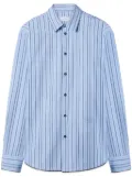 Off-White zip-embellished striped cotton shirt - Blue