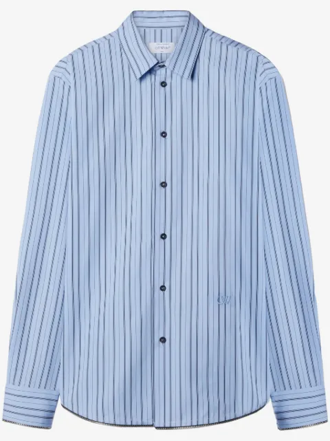 Off-White zip-embellished striped cotton shirt