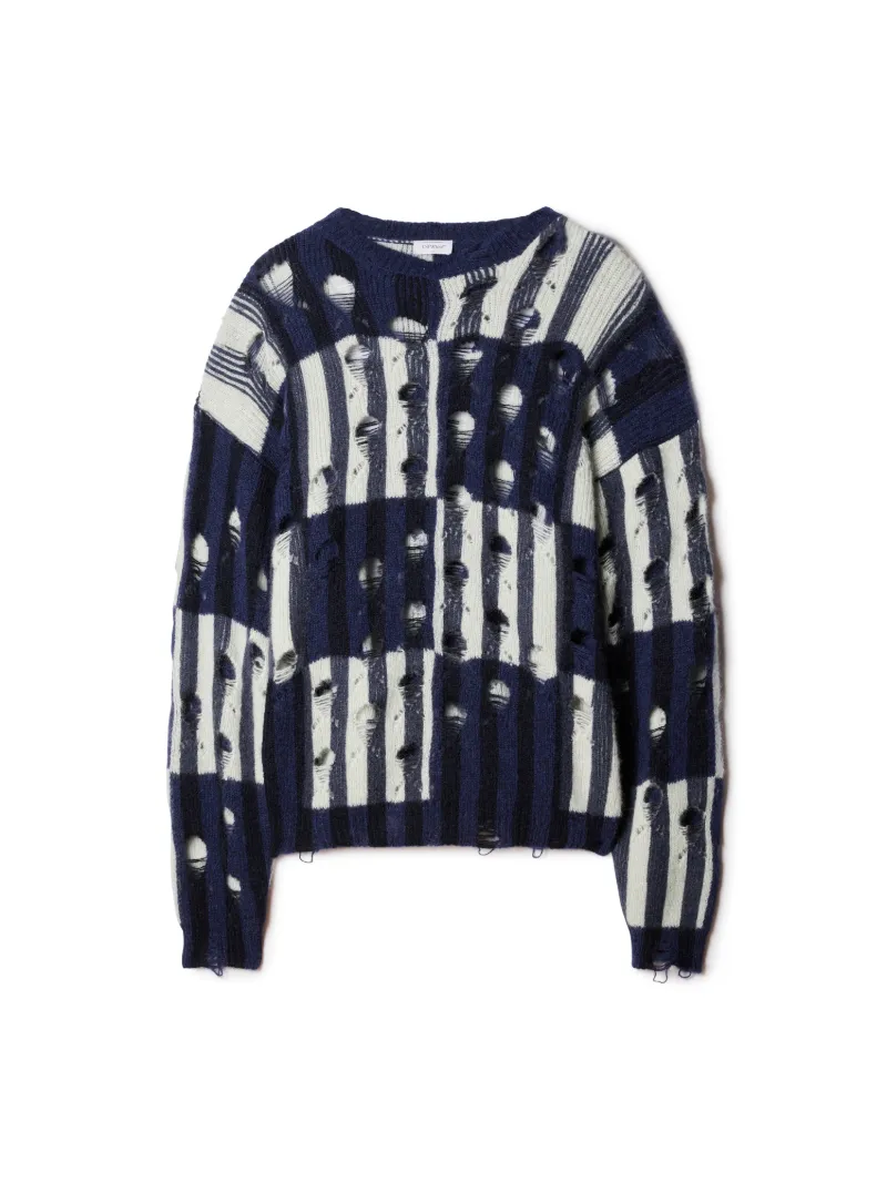 Shibori Strickpullover mit Rundhalsausschnitt