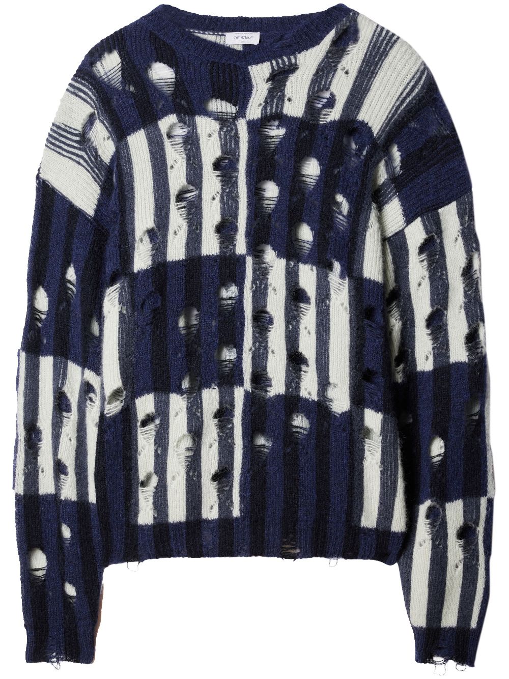Off-white Men's Distressed Wool Shibori Sweater In Sierre Leon No Co