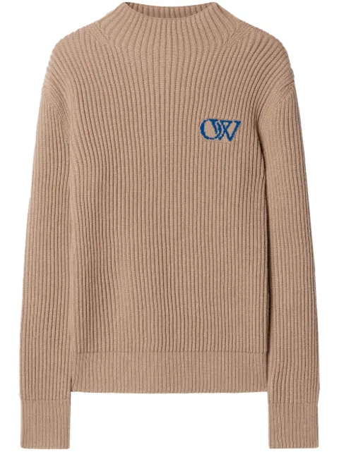 Off-White logo-intarsia wool jumper 