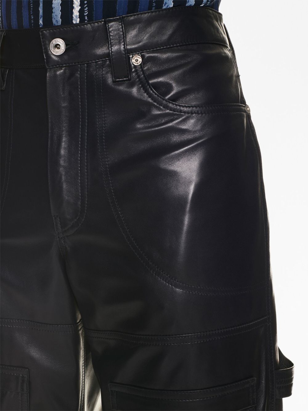 Shop Off-white Carpenter Leather Trousers In Blue