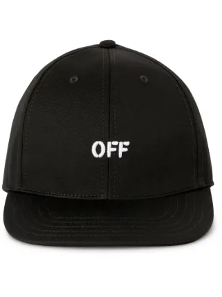 ハット Off-White OWLB044C99FAB002 DRILL OFF STAMP BASEBALL Cap Off-White Off Stamp Drill Baseball Cap | Black | FARFETCH