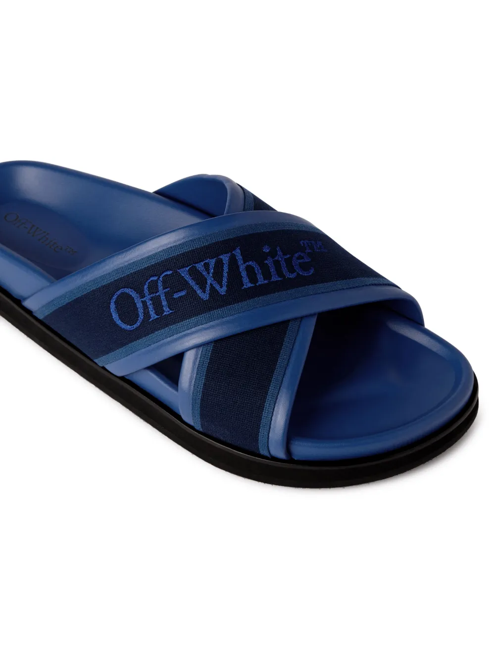 Shop Off-white Cloud Leather Slides In Blue