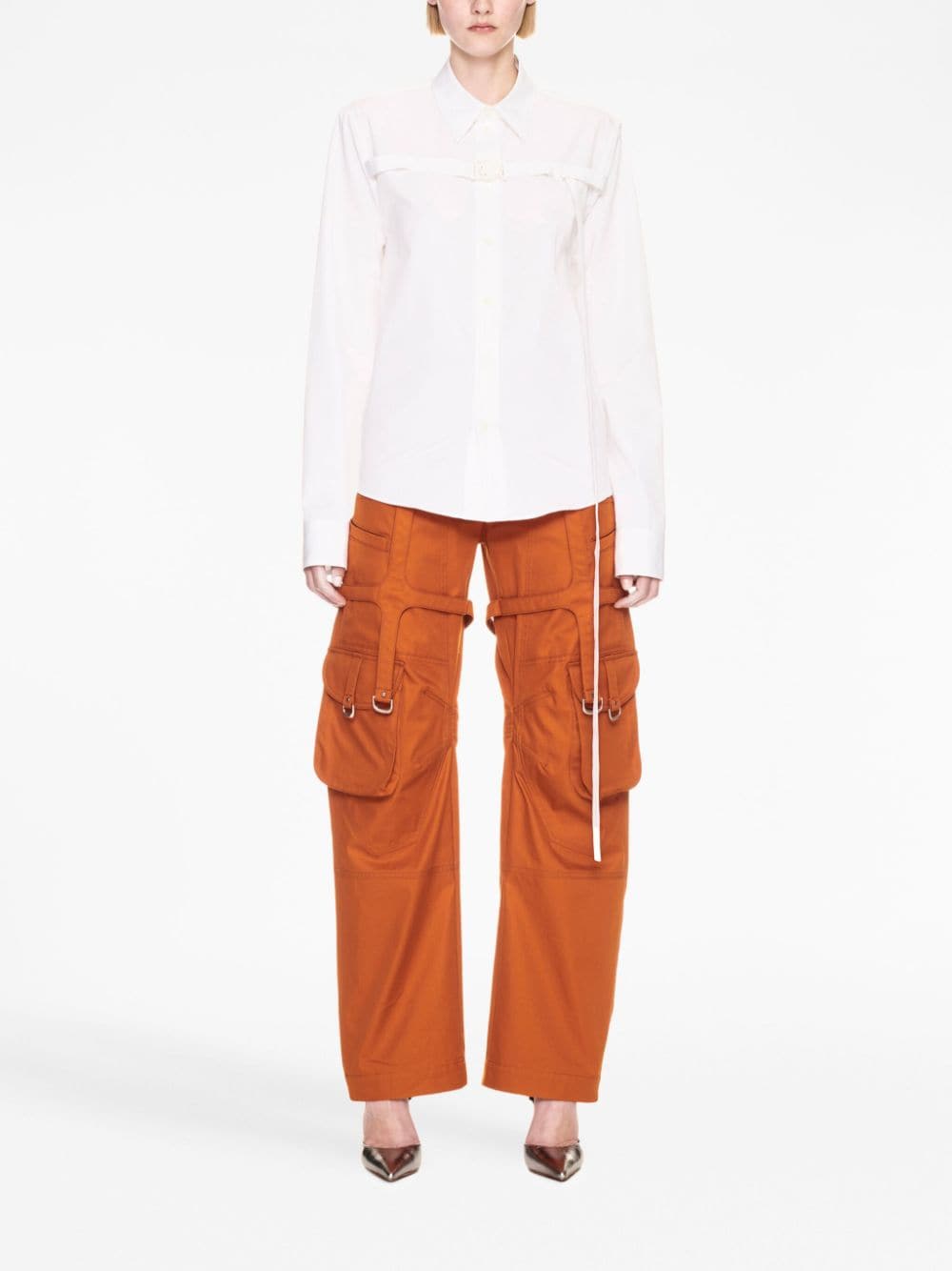 Shop Off-white Buckled Cotton-poplin Shirt In White