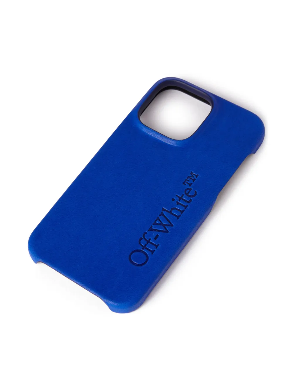 Off-White iPhone 14 Pro Max hoesje met logo-reliëf - Blauw