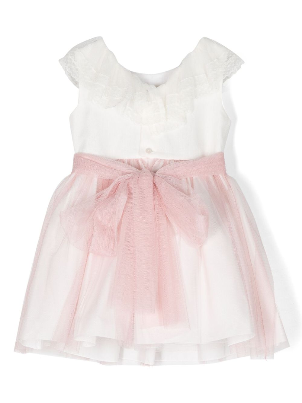 AMAYA belted tulle flared dress - Pink