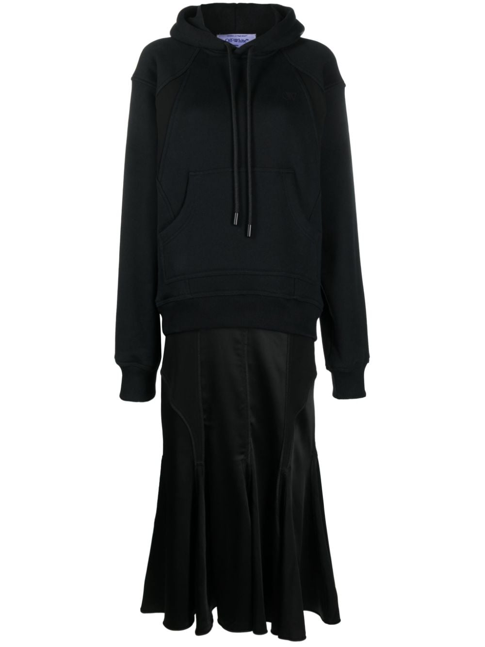 Off-white Logo-embroidered Hoodie Dress In Black