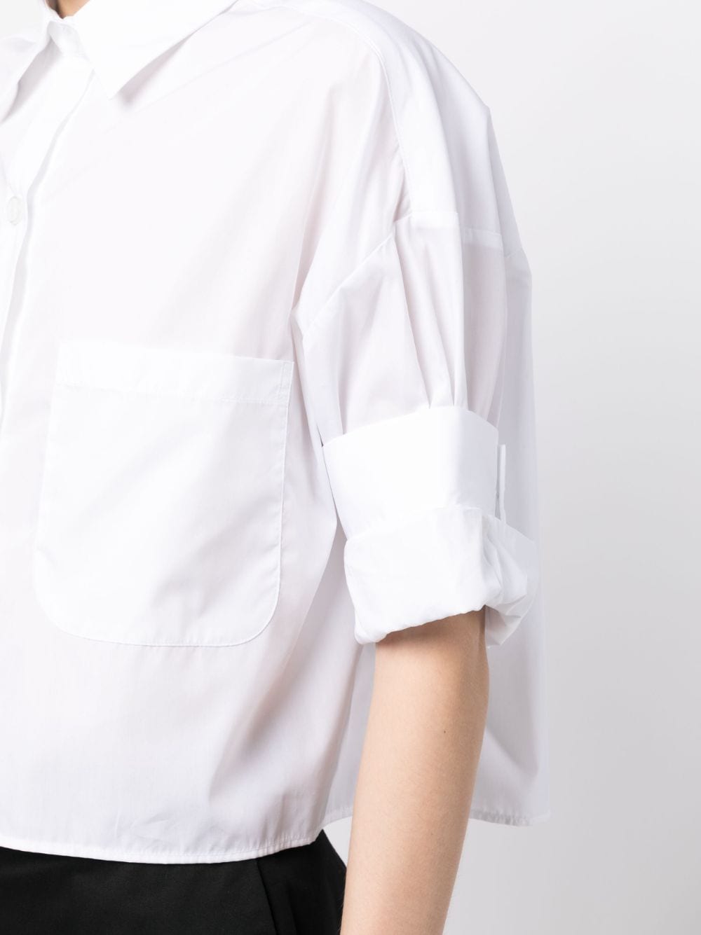 Shop Twp Folded-sleeve Cropped Cotton Shirt In White