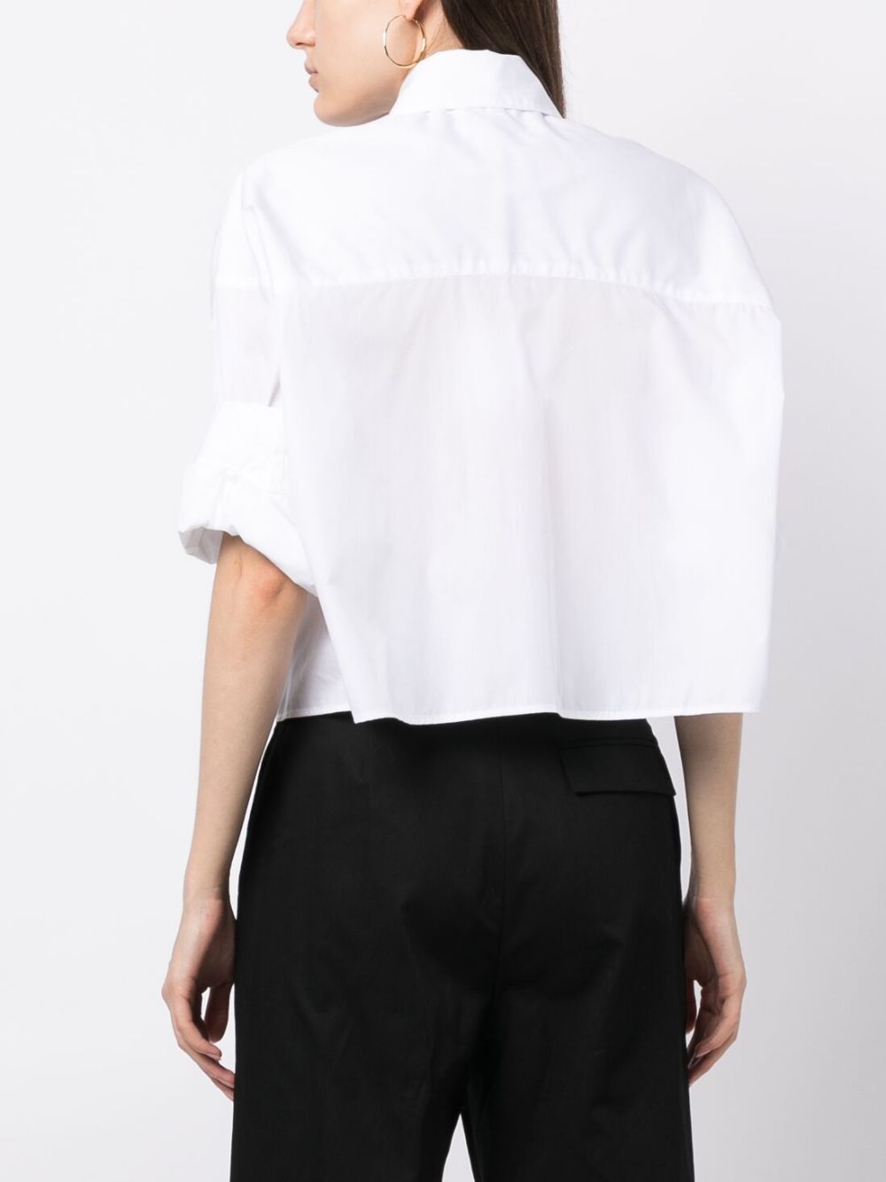 Shop Twp Folded-sleeve Cropped Cotton Shirt In White