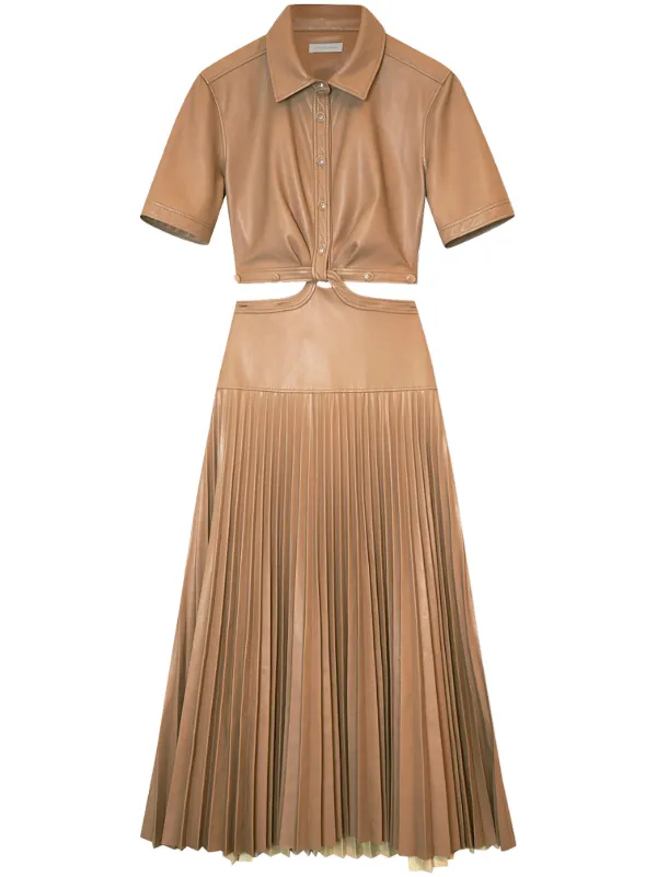 Simkhai Maritza Cut-out Detail Shirtdress in Brown